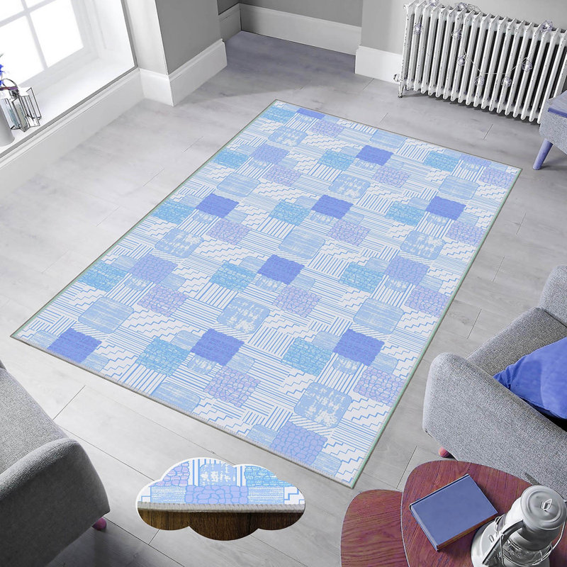 Antibacterial Woven Carpet (3D Digital Print) 4.0 x 5.9 Feet, 100% Polyester, Pile Height: 0.3 Inches | PVC Felt Dot Non-Slip Underside, Machine Washable, Perfect for Living Room & Bedroom Decor