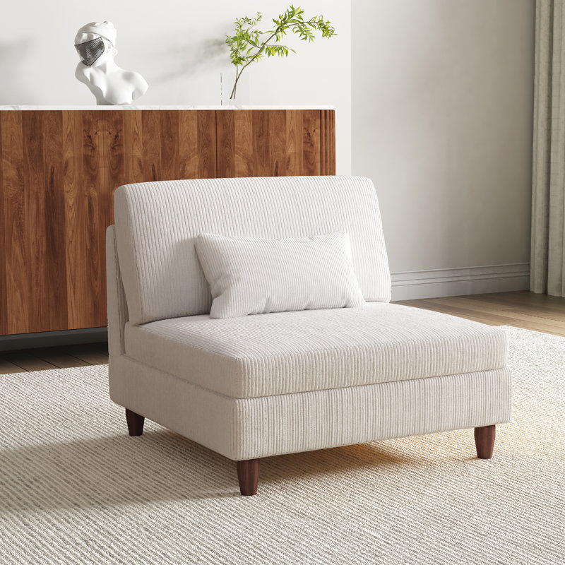 Mordecai 95Cm Wide Corner Wedge, Beige Corduroy