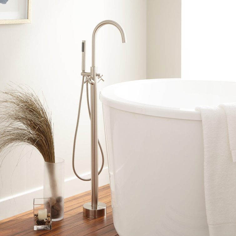 Nerin Floor Mounted Tub Filler with Diverter and Handshower
