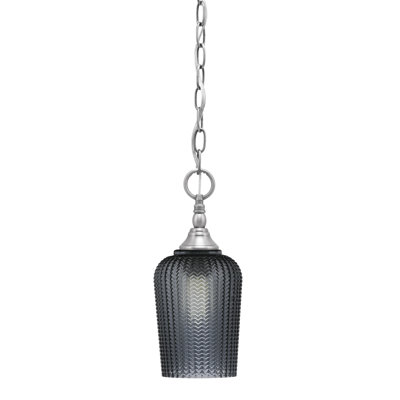 Chain Hung Mini Pendant Shown With 5" Smoke Textured Glass