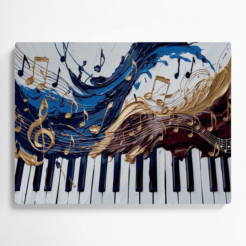 «Music Piano Gray», art mural en métal, H 11 po x l 14 po