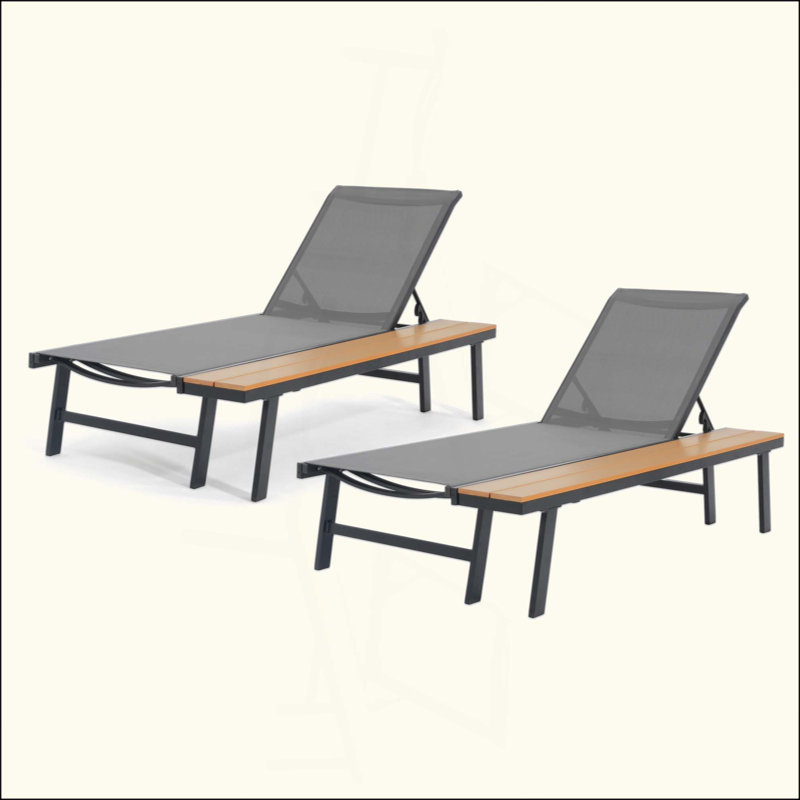 Adjustable Aluminum Chaise Lounge Set with Mesh Seating