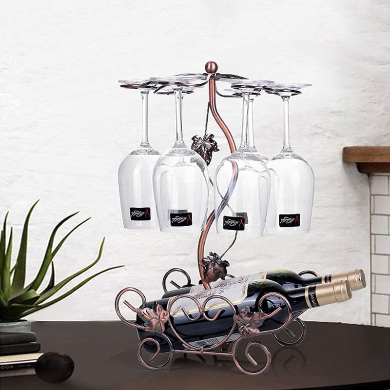 Tabletop Wine Rack With Glass Shelf