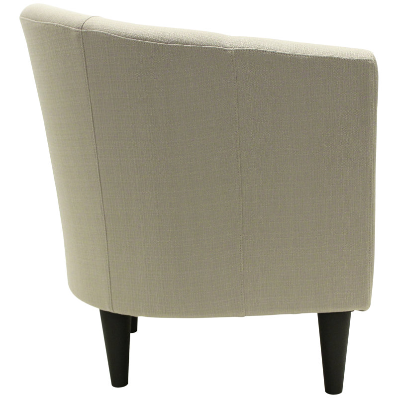 Kronos Upholstered Barrel Chair, Toupe Polyester Blend, Black