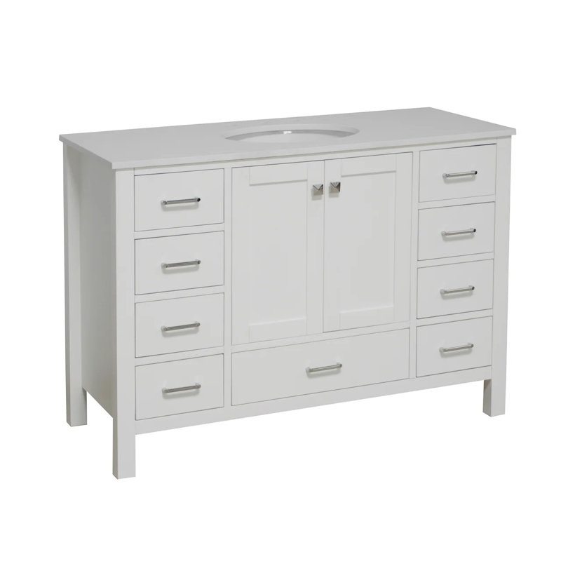 Ensemble de meuble-lavabo simple 48 po Claudett, Blanc, Blanc d'ingénierie