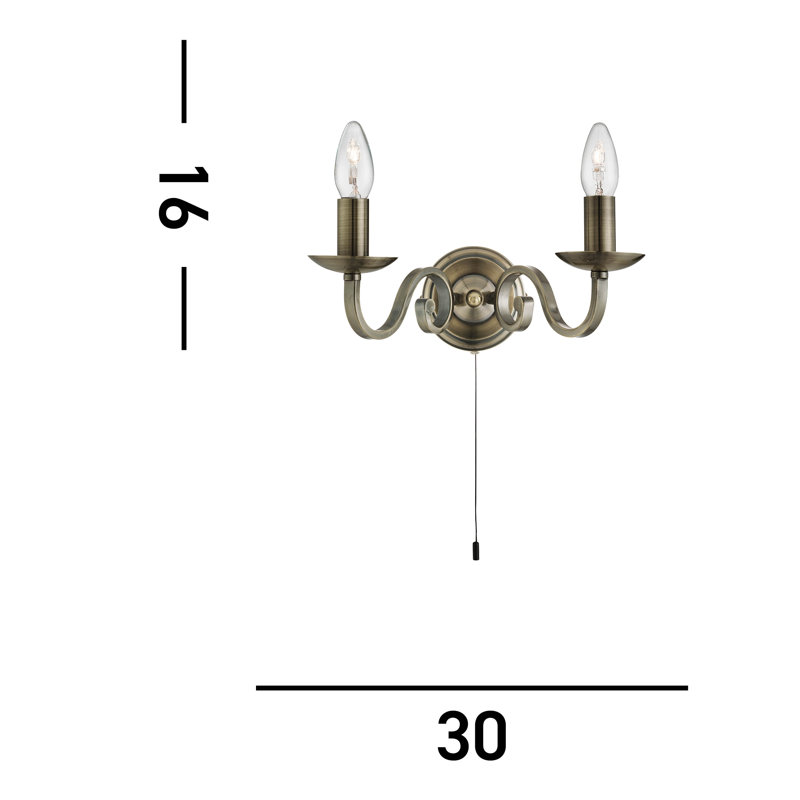 Bergen Candle Wall Light, Antique Brass