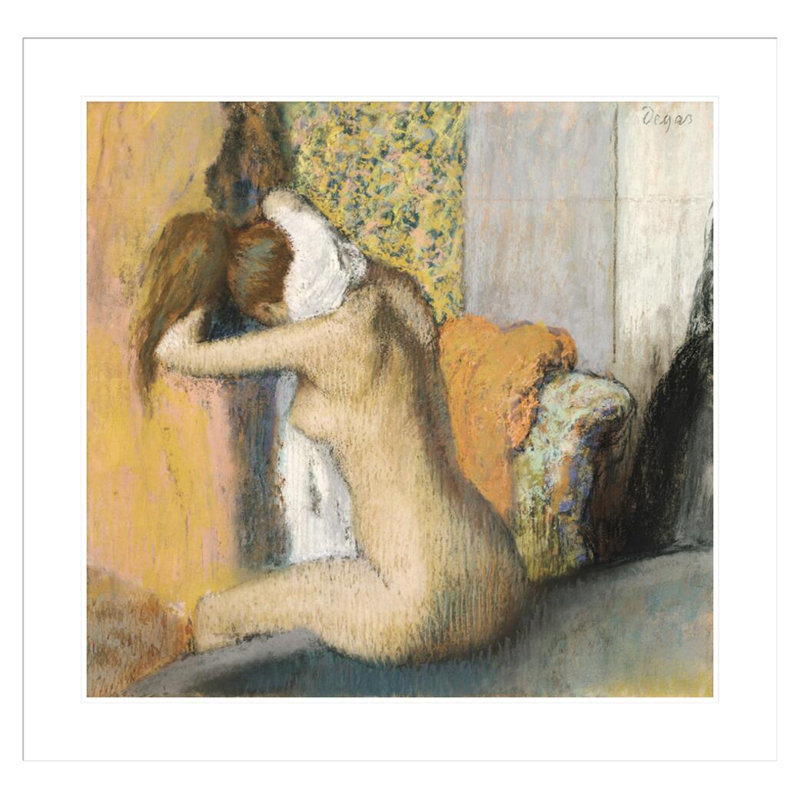 «After the Bath Woman Drying Her Neck» par Edgar Degas, impression giclée encadrée, H 33,5 po x l 34,83 po