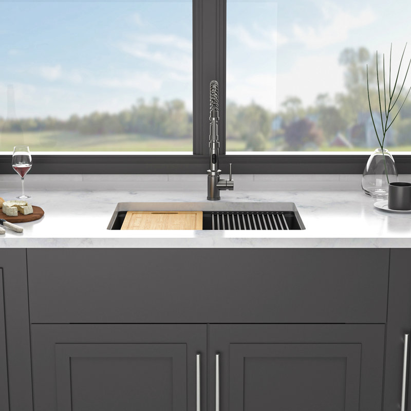 Évier de cuisine en quartz - Évier de cuisine encastré en granite, Noir mat