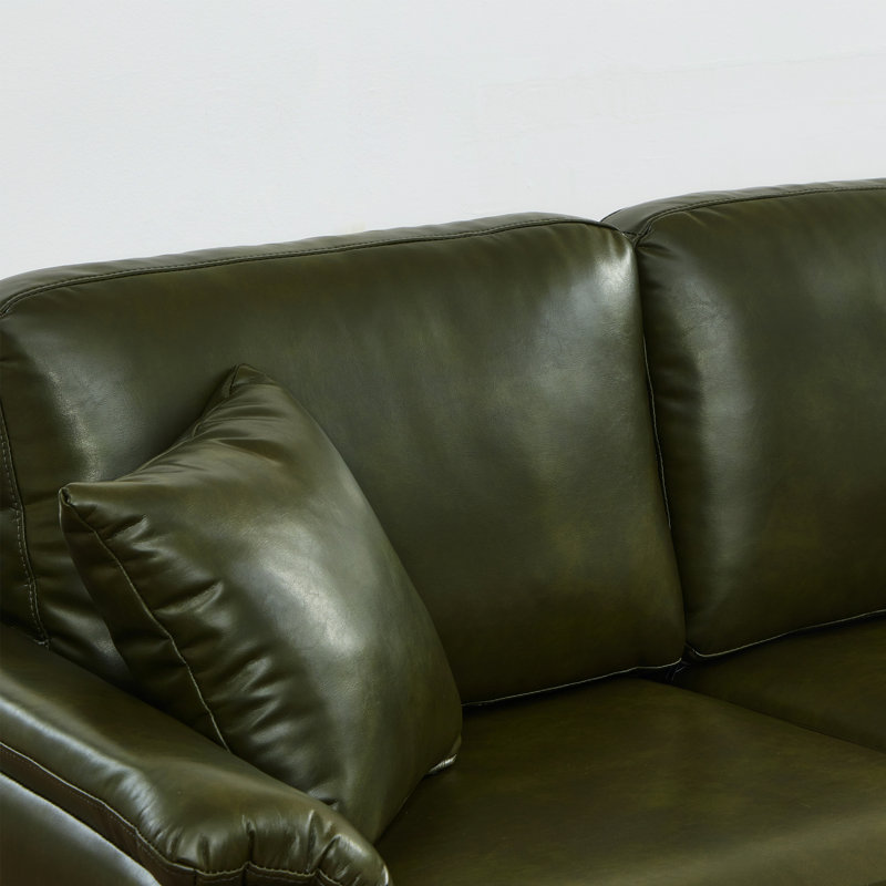 Canapé d'angle en forme de U vert foncé moderne avec poufs de rangement, en cuir PU respirant, idéal pour la maison familiale.