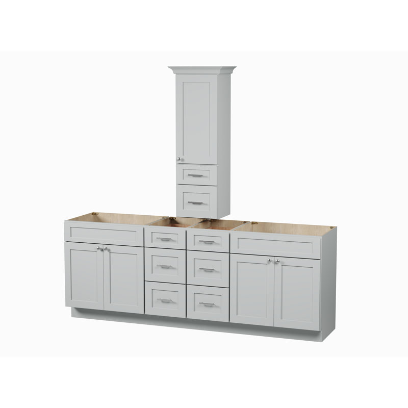 Meuble-lavabo double 90 po avec comptoir Disar, Gris