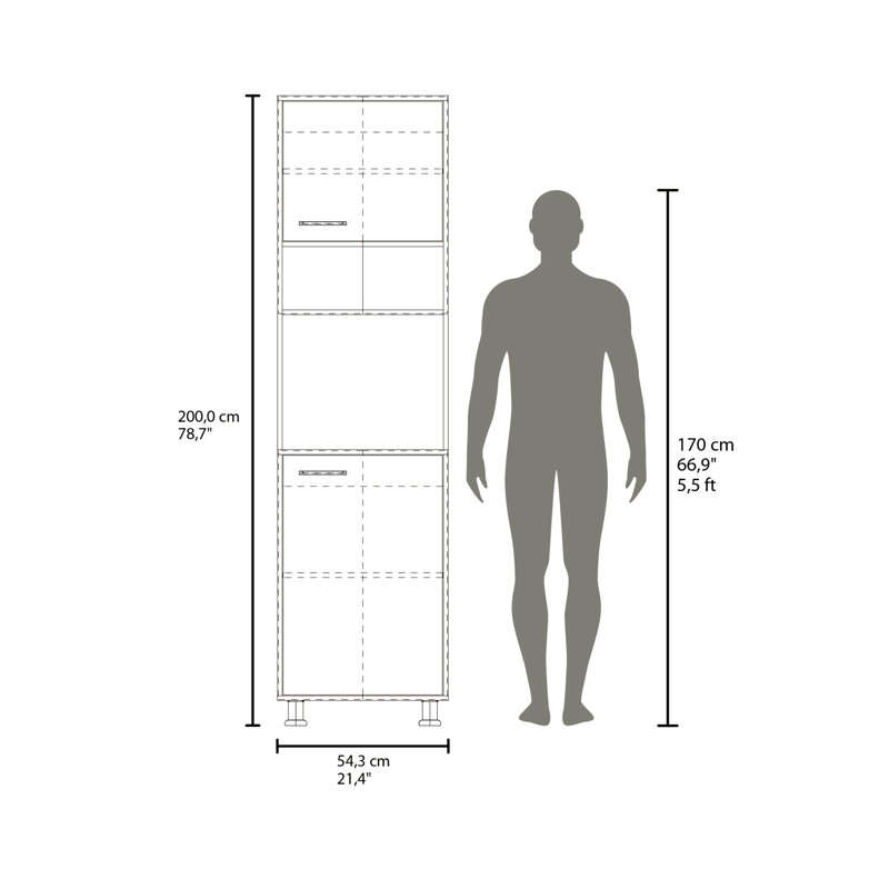 Kitchen Pantry With Open Storage And 2 Doors,  White