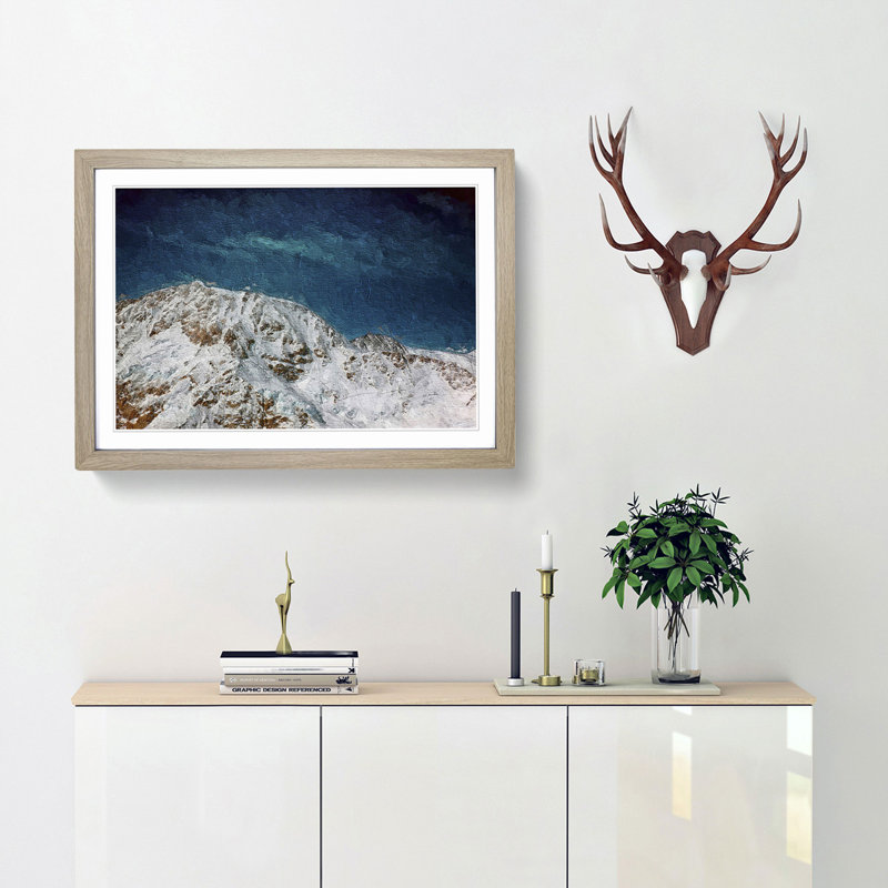 Denali McKinley Mountain in Alaska - Picture Frame Painting Print, 27cm H x 36cm W x 2cm D, Oak Framed
