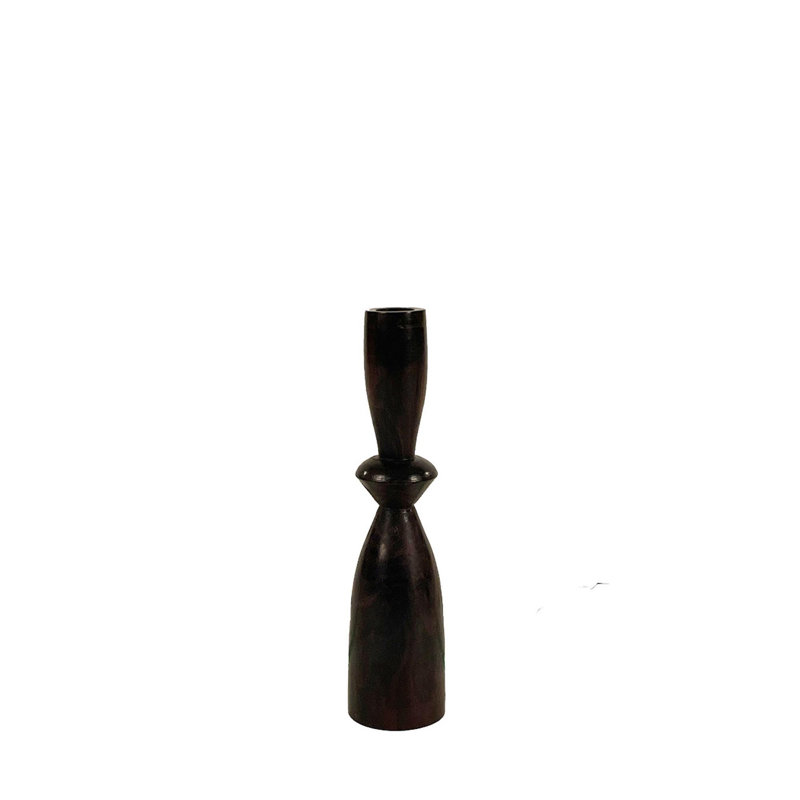 Ebony Wood Candle Holder - Pemba Range, 10"