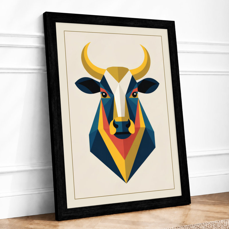 Geometric Bull Art Deco - Print, A3 - 42.0 x 29.7 cm, Black