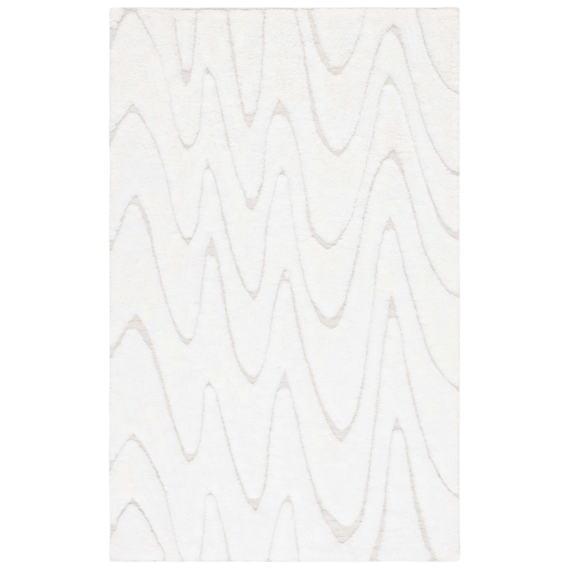 Martinique Solid Color Handmade Flatweave Wool/Cotton Area Rug in Ivory/Beige, Rectangle 4' x 6'