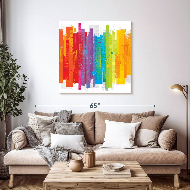 Kimira grunge abstrait arc-en-ciel, H 39 po x l 39 po