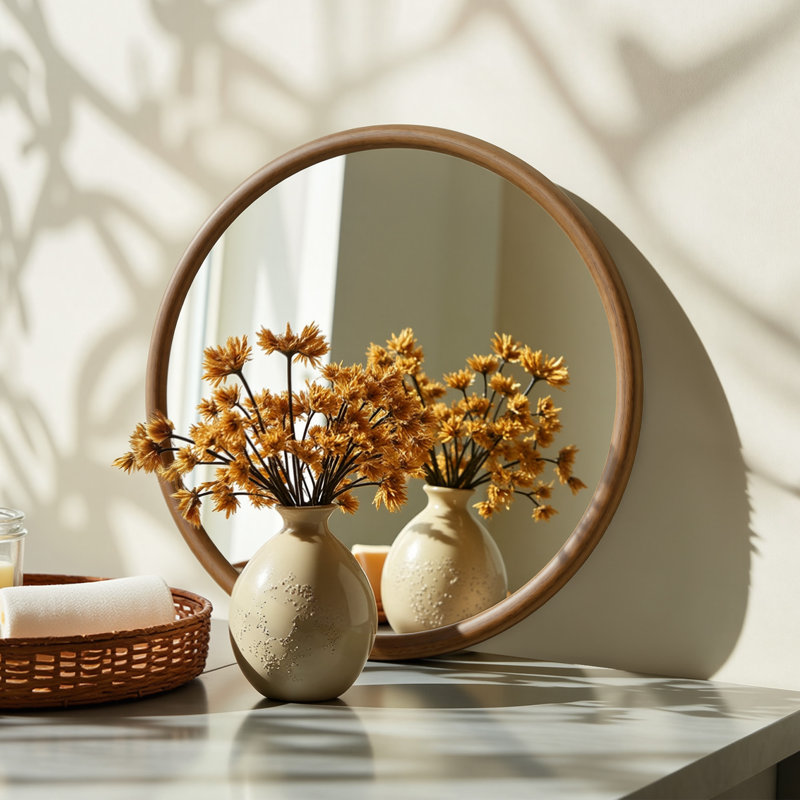 Miroir mural 30 po Leyburn, Naturel, 30 po x 30 po