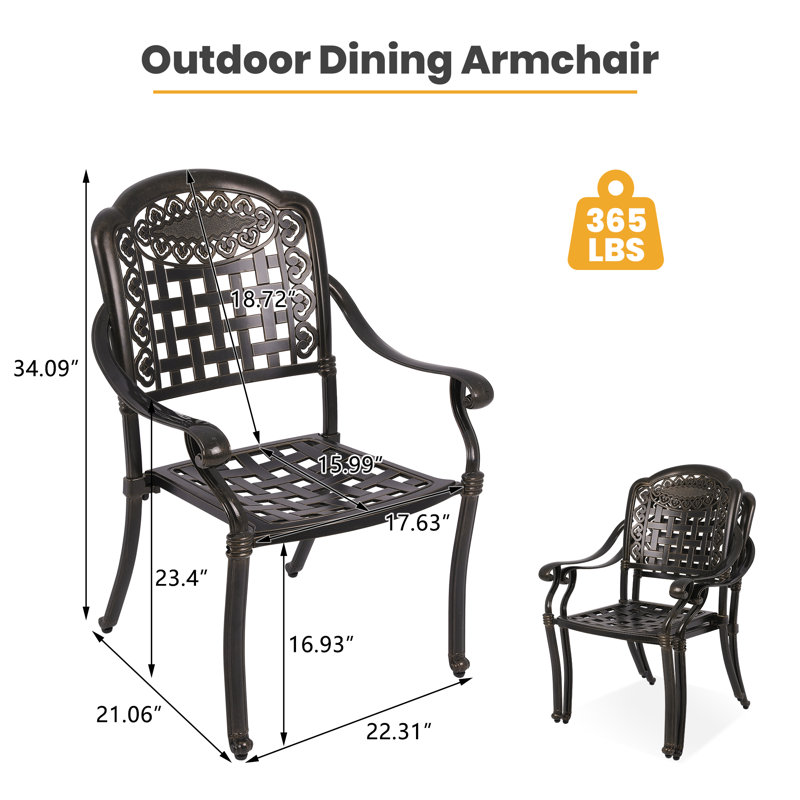 Ensemble de 2 chaises de salle à manger d'extérieur, chaises de patio, fauteuils de salle à manger d'extérieur empilables pour la cuisine, le jardin et la cour