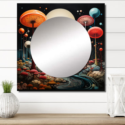 Milissia - Abstract Botanicals Square Mirror Wall Decor For Bedroom