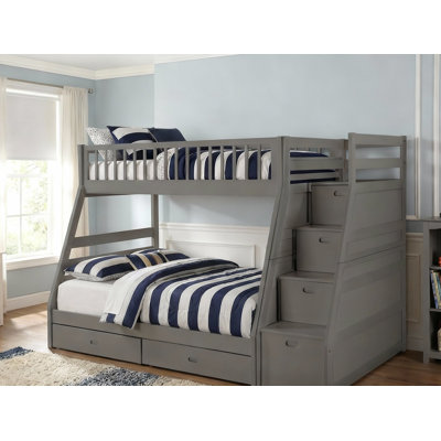 Mimi Twin Over Full Bunk Bed with Underneath Drawers and Staircase