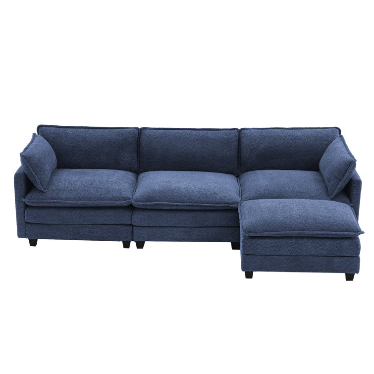 Redenius L-Shape Boucle Upholstered Sectional Sofa With Armrest