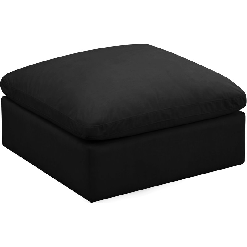 Atis Velvet Ottoman, Black Velvet