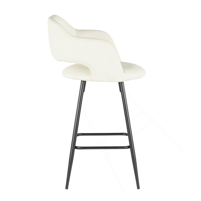 Tabouret de comptoir Margarite en métal noir et similicuir crème par Lumisource