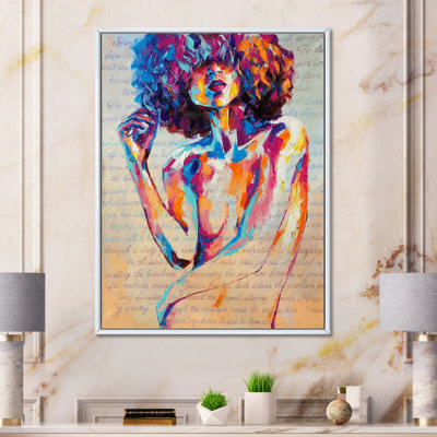 Portrait de femme colorée à coups de peinture colorés - décoration murale moderne en toile
