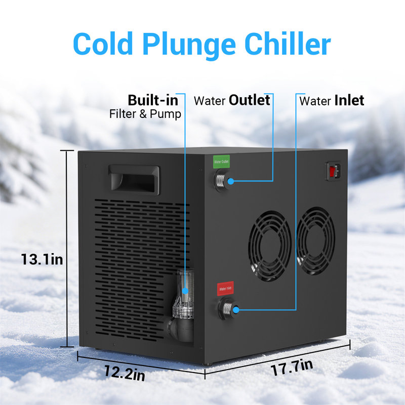 Refroidisseur d'eau pour bain de glace 1/3 HP pour baignoires à eau froide - refroidit 79 gallons avec pompe et tuyaux