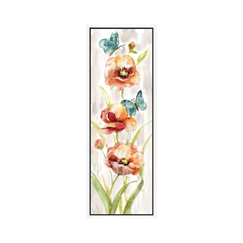 Butterfly Fantasy I by Nan - Panoramic Painting on Canvas, White Framed, 121.92 cm H x 40.64 cm W