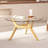 Round Coffee Table with Solid Wood Legs, Minimalist Tempered Glass Table-91436404