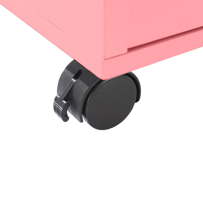 Lockable Engineered Wood 2-Drawer Mobile File Cabinet, Pink