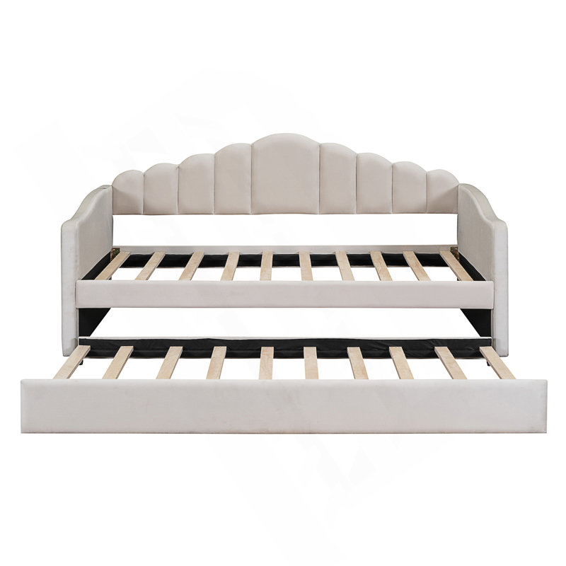 Lit de jour simple rembourré avec couchette, Beige
