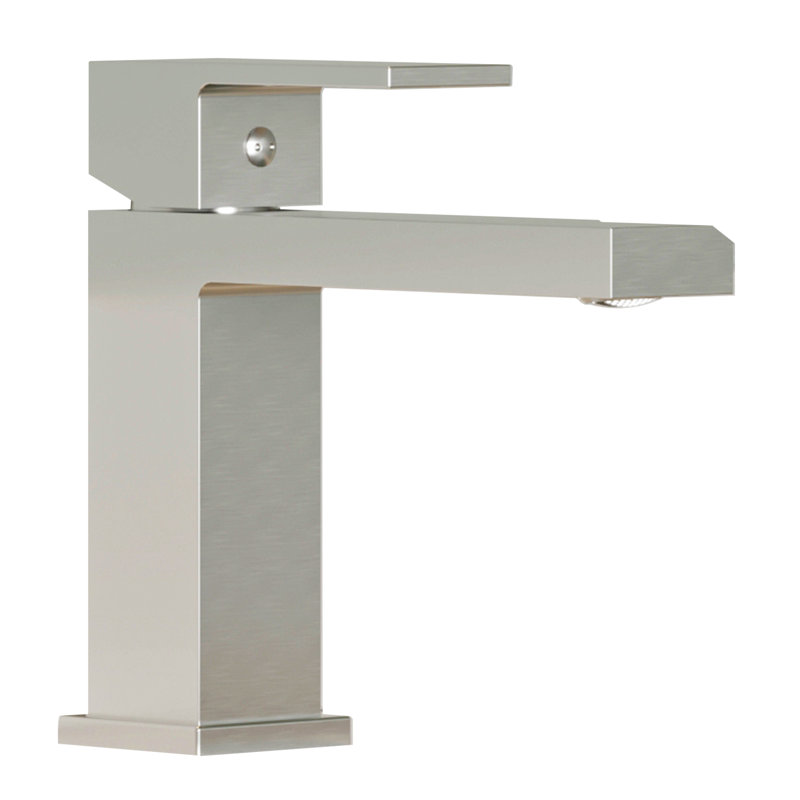 Robinet pour salle de bain à poignée simple avec drain, Nickel brossé