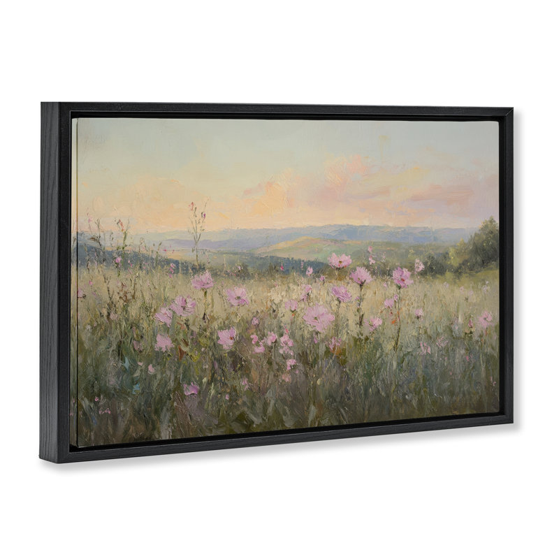 Cadre flottant Tranquil Meadow At Dawn, design par Petal Prints Design, 17 x 25, Jet Black Floater Framed
