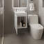 Meuble-lavabo large à une porte Saju, avec lavabo en résine et une tablette, rangement pour salle de bain, blanc-872870480