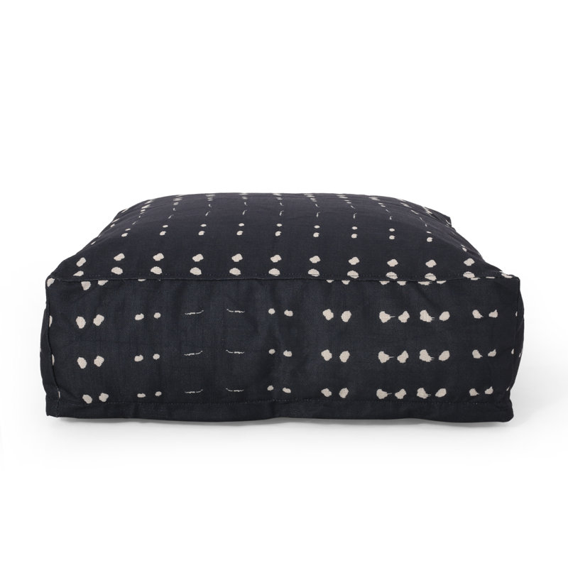 Square Fabric Pouf Ottoman, Dark Blue