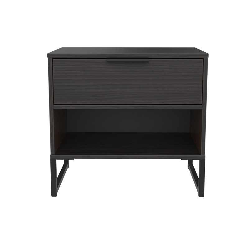 Fully Assembled Allaura 1 Drawer Bedside Table, Black
