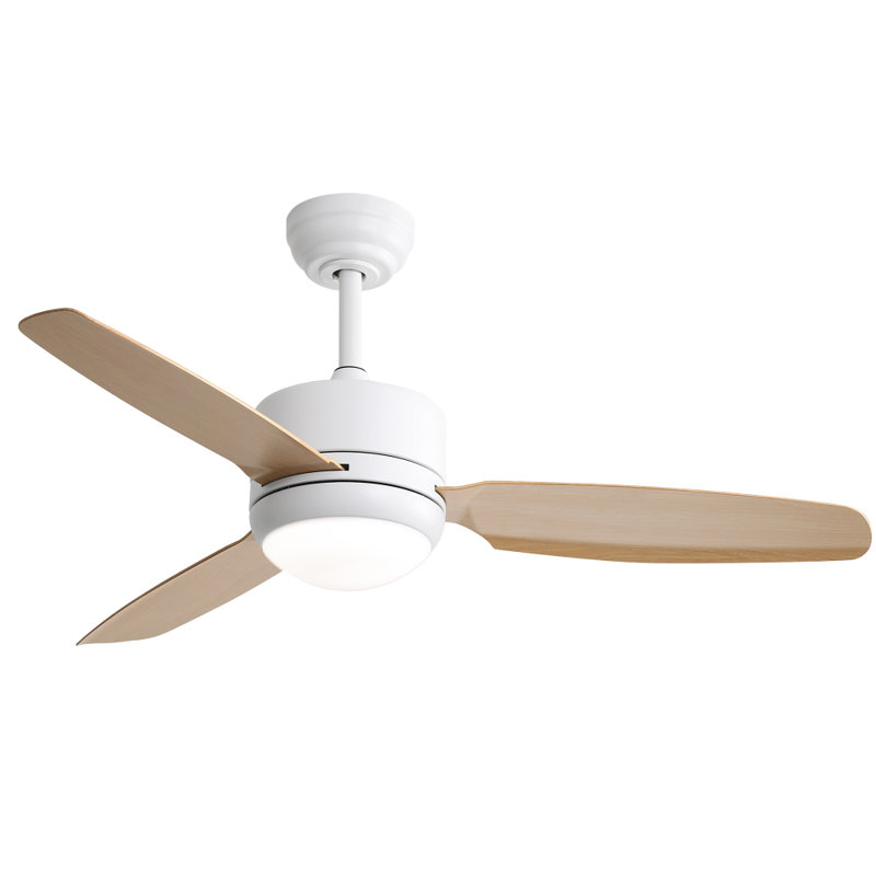 Ventilateur de plafond moderne à 3 pales Ladontay avec lumière DEL et télécommande Ladontay, Burlywood, 46 po de largeur