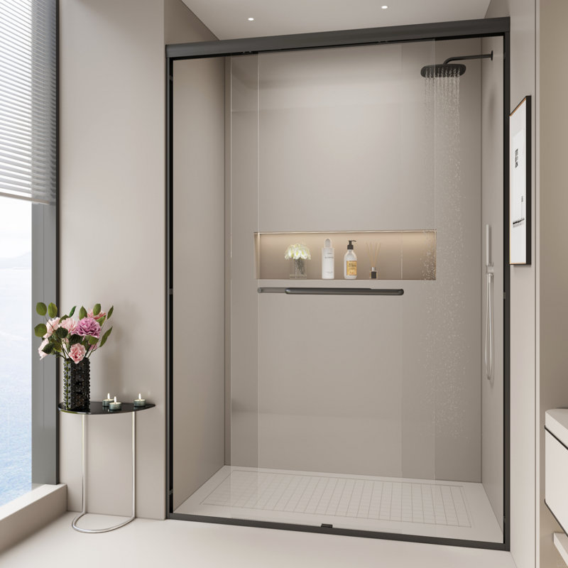 44-48 In. W X 72 In. H Shower Door, Semi-Frameless Bypass Bathroom Sliding Door With 1/4" (6Mm) Tempered Glass, Double Slide