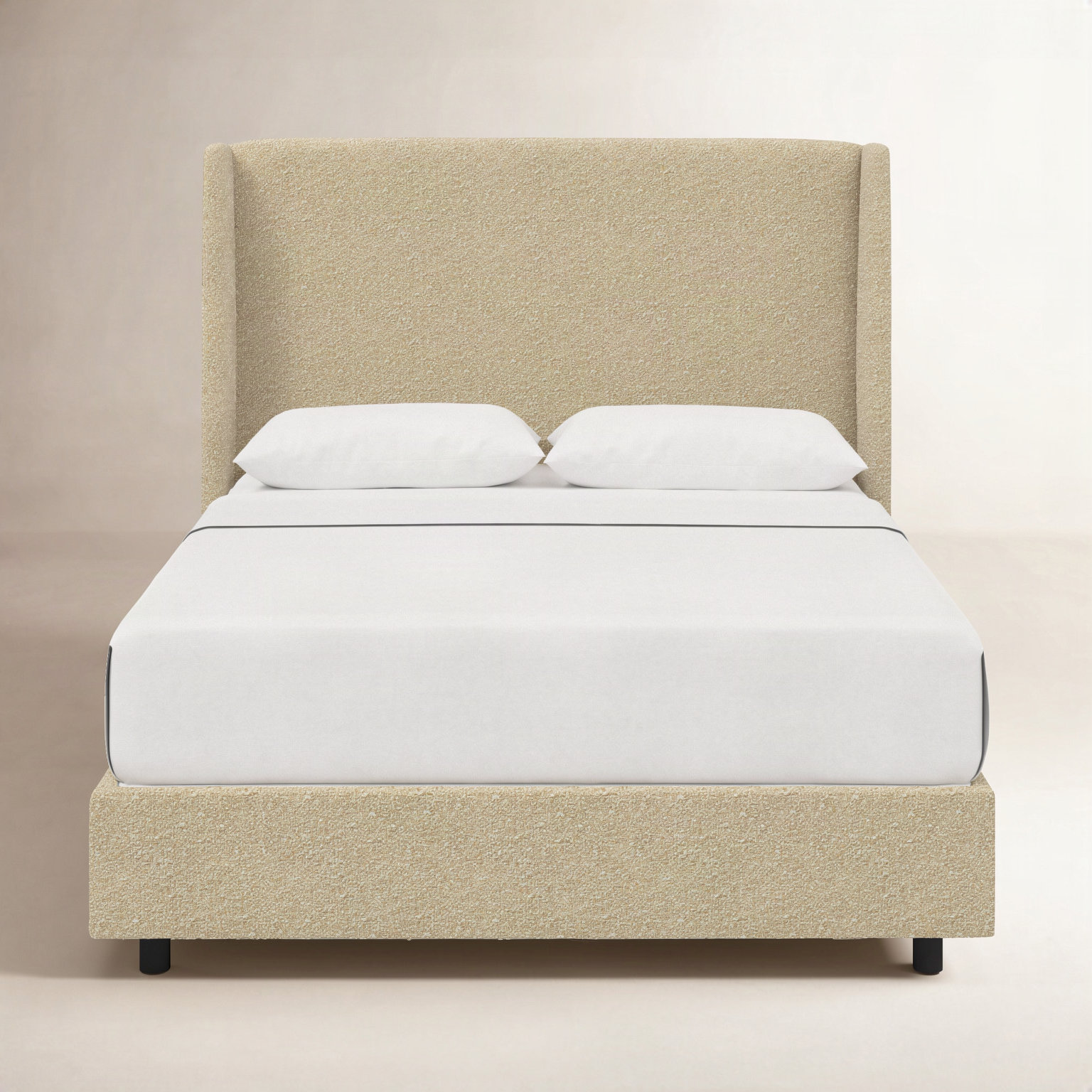 Tilly Upholstered Wingback Bed, Queen, Classic Buff Boucle