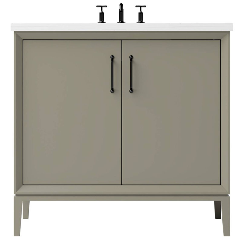 Alexandra Single Bath Vanity, French Olive, Matte Black, 30"