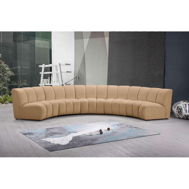 Canapé modulaire en velours Infinity, Velours brun clair, 5 pièces