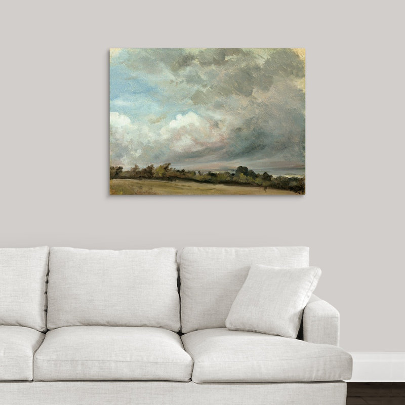 John Constable " Cloud Study, 1821 On Oak Panel " by John Constable, 36" H x 48" W x 1.5" D, Canvas