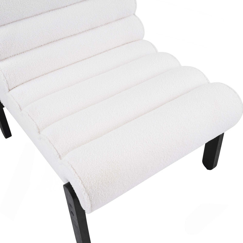 Chaise d'appoint ergonomique en bois massif, Polyester blanc, Noir
