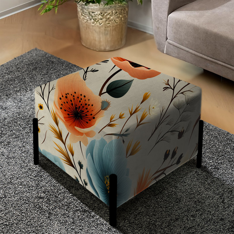 Playful Poppy Blossom Radiance - Repose-pieds carré floral