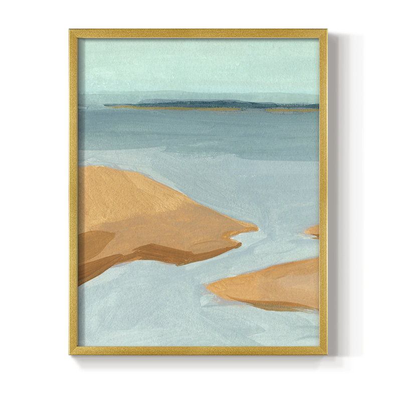 «Out on the Sandbar IV», reproduction encadrée - bois massif, Or, H 10 po x l 8 po