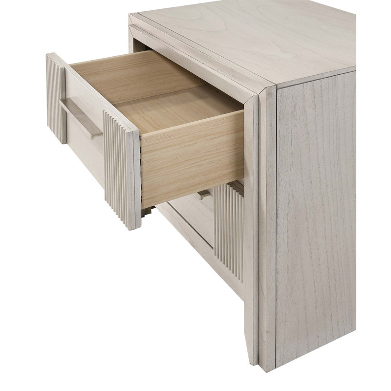 Table de chevet contemporaine à 2 tiroirs avec finition brumeuse, rangement spacieux et design élégant pour les chambres modernes