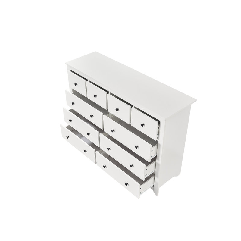 Commode moderne à 10 tiroirs pour la chambre à coucher - Vaste commode de rangement, robuste et sécuritaire, Blanc