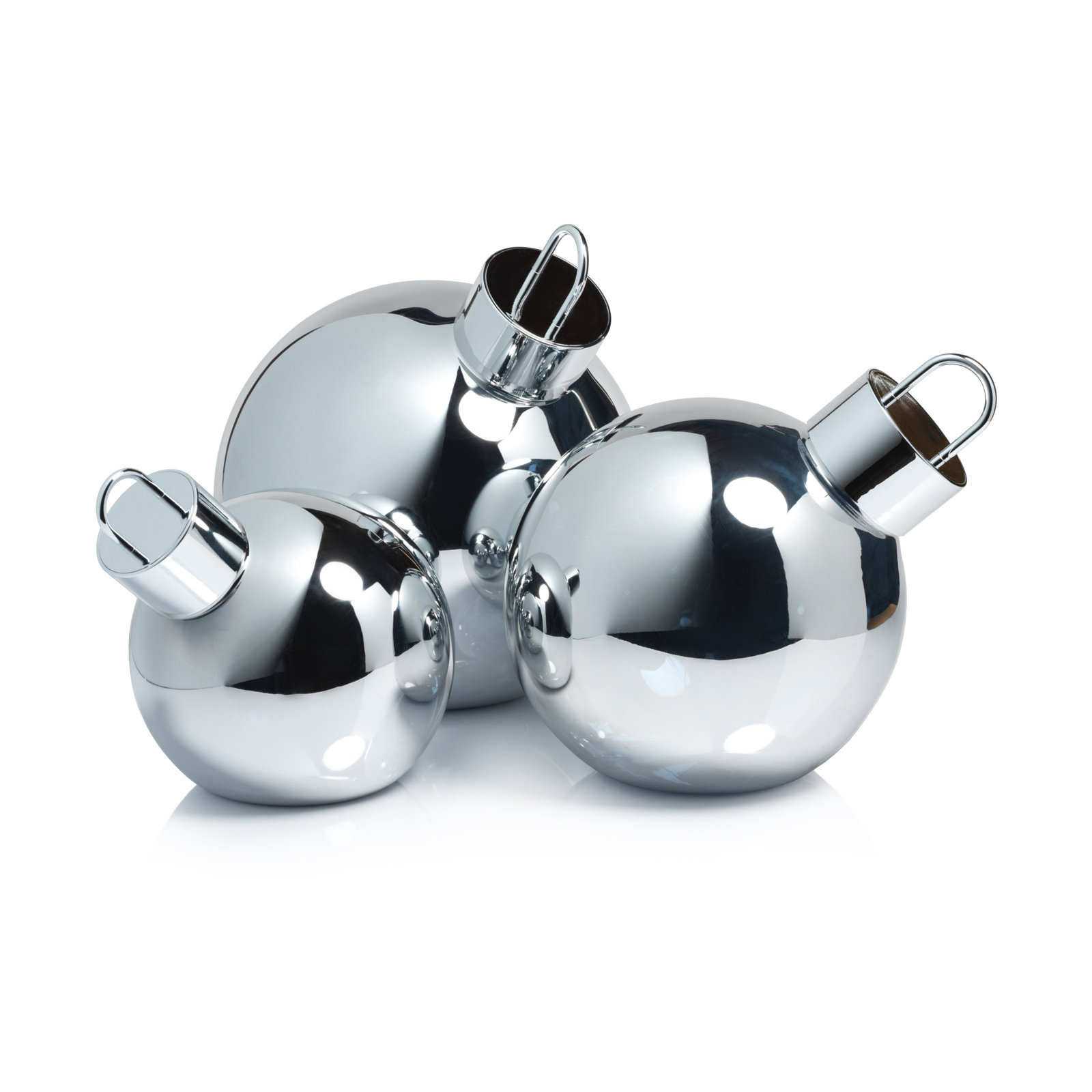 Lighted Glass Slanted Ball Christmas Ornament , 9.75" H x 9.75" W x 9.75" D, Silver